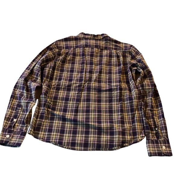 Abercrombie & Fitch Plaid Long Sleeve Button-Up Shirt  Purple & Green Medium Fit - Picture 2 of 9